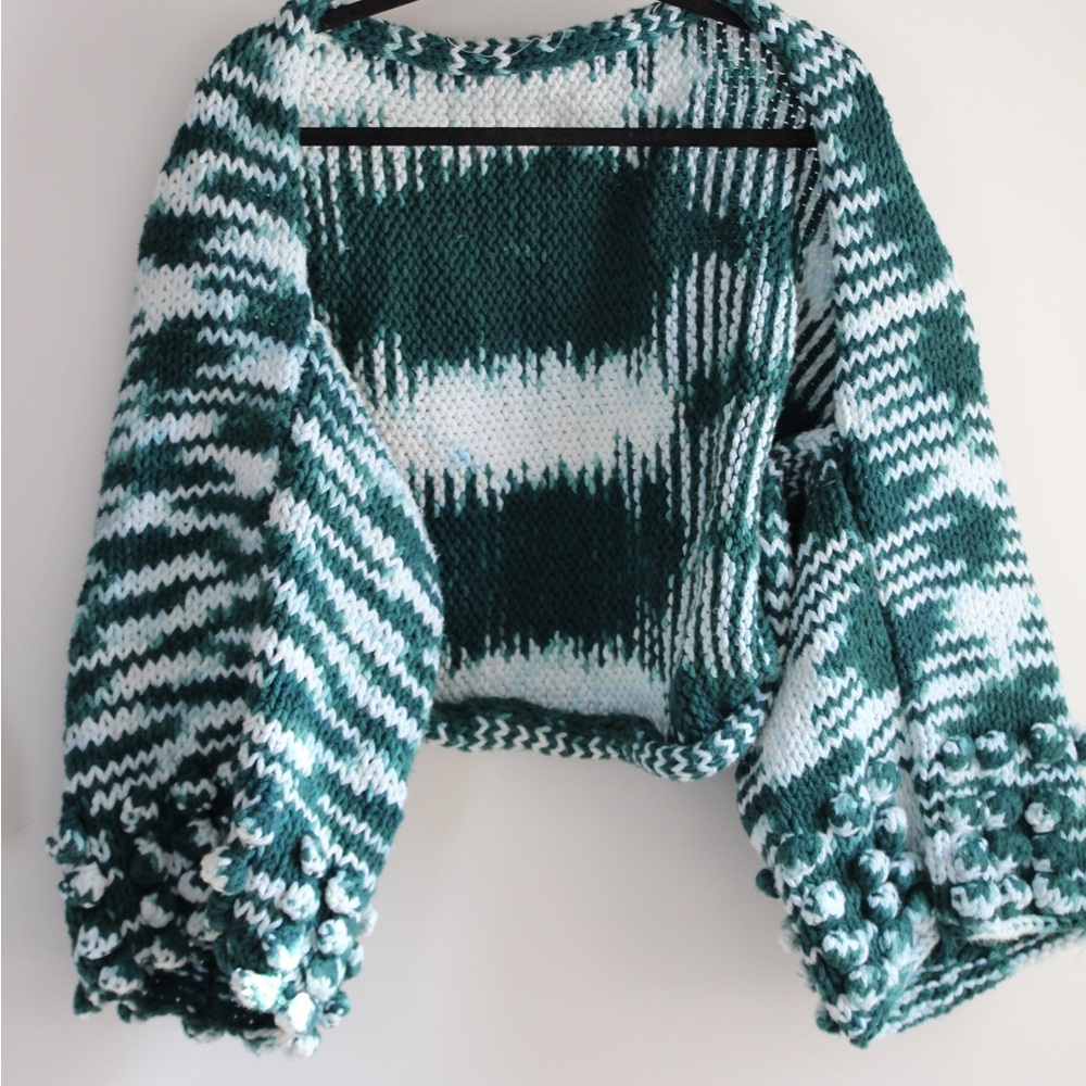Green and White Women's Sweater/shawl